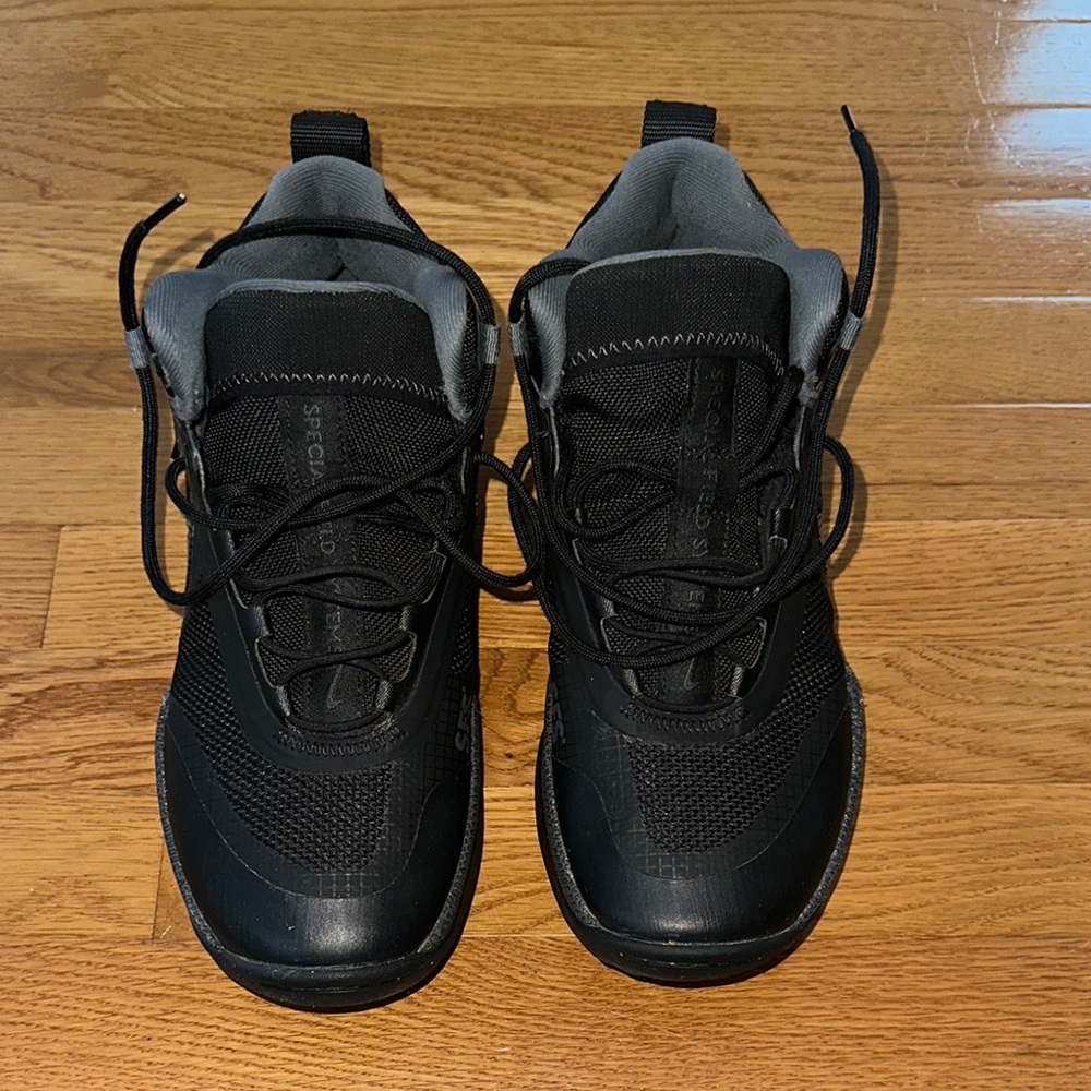 Nike Black and Gray React SFB Carbon boots.
